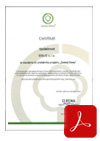 Certifikát „Zelená firma“